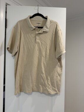 Goodfellow & Co Mens XL Beige Cotton Waffle Knit Short Sleeve Polo